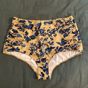 Kortni Jeane Yellow & Blue Floral Swim Bottoms